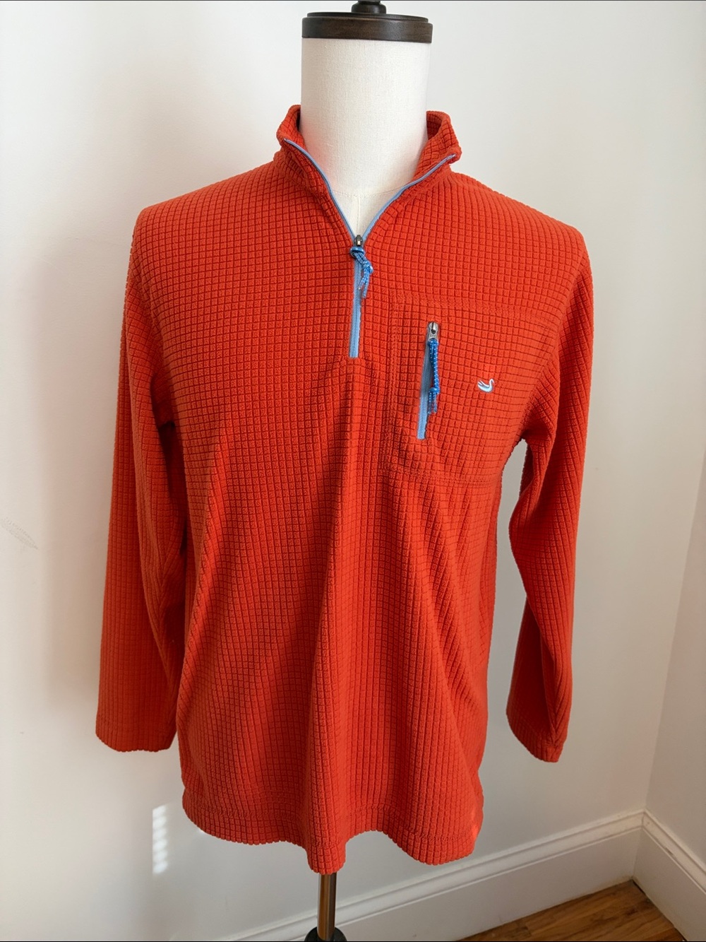 Southern Marsh Orange Waffle quarter zip Knit pullover